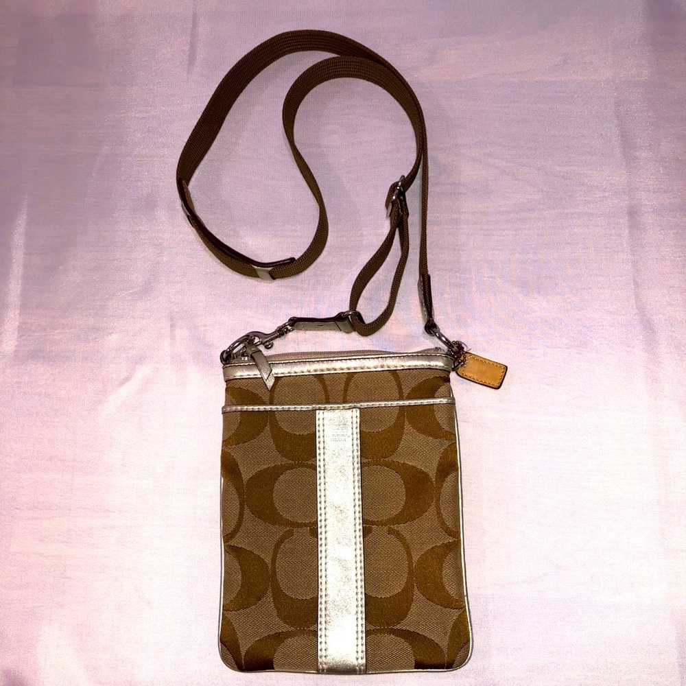 Coach Jacquard Print Brown Canvas Cross-body